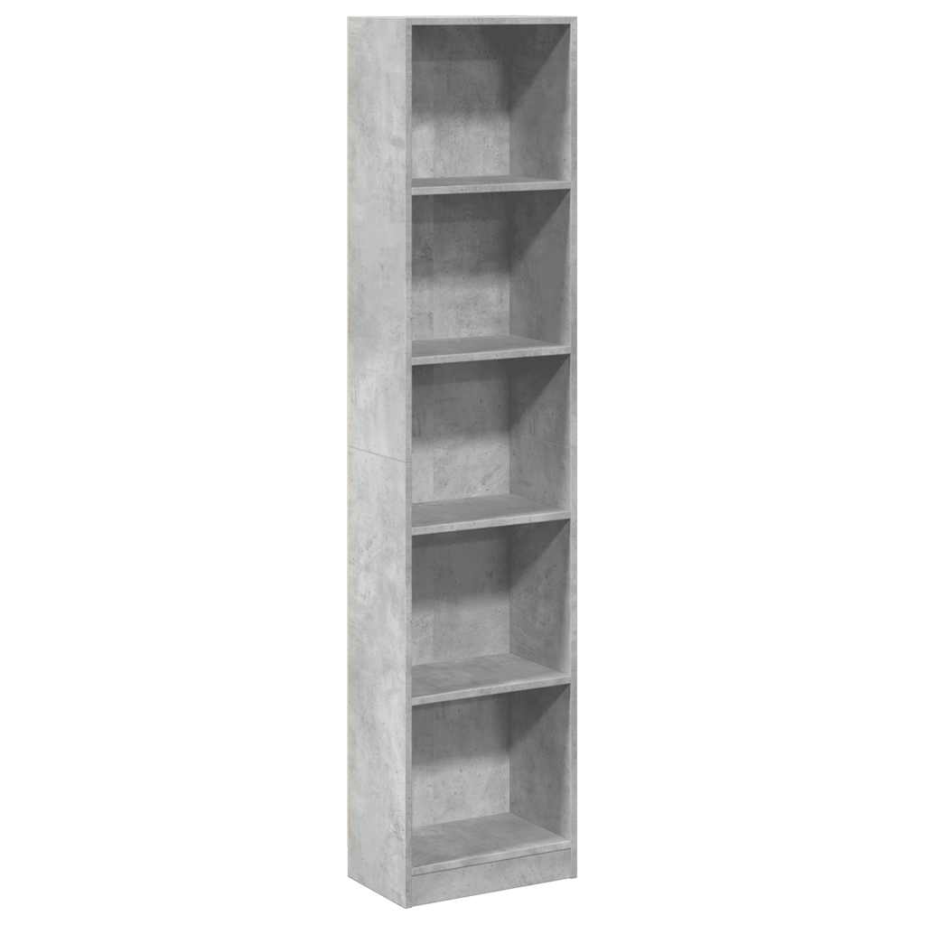 bogreol 40x24x176 cm konstrueret træ betongrå