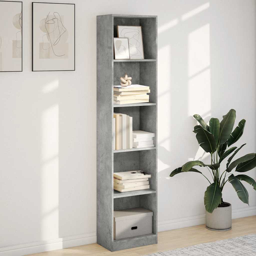 bogreol 40x24x176 cm konstrueret træ betongrå