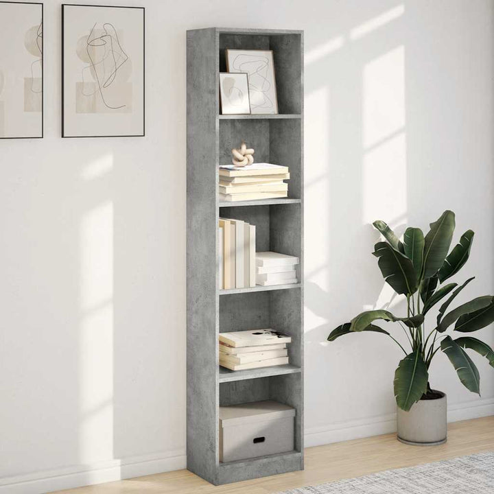 bogreol 40x24x176 cm konstrueret træ betongrå