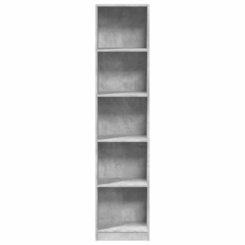 bogreol 40x24x176 cm konstrueret træ betongrå