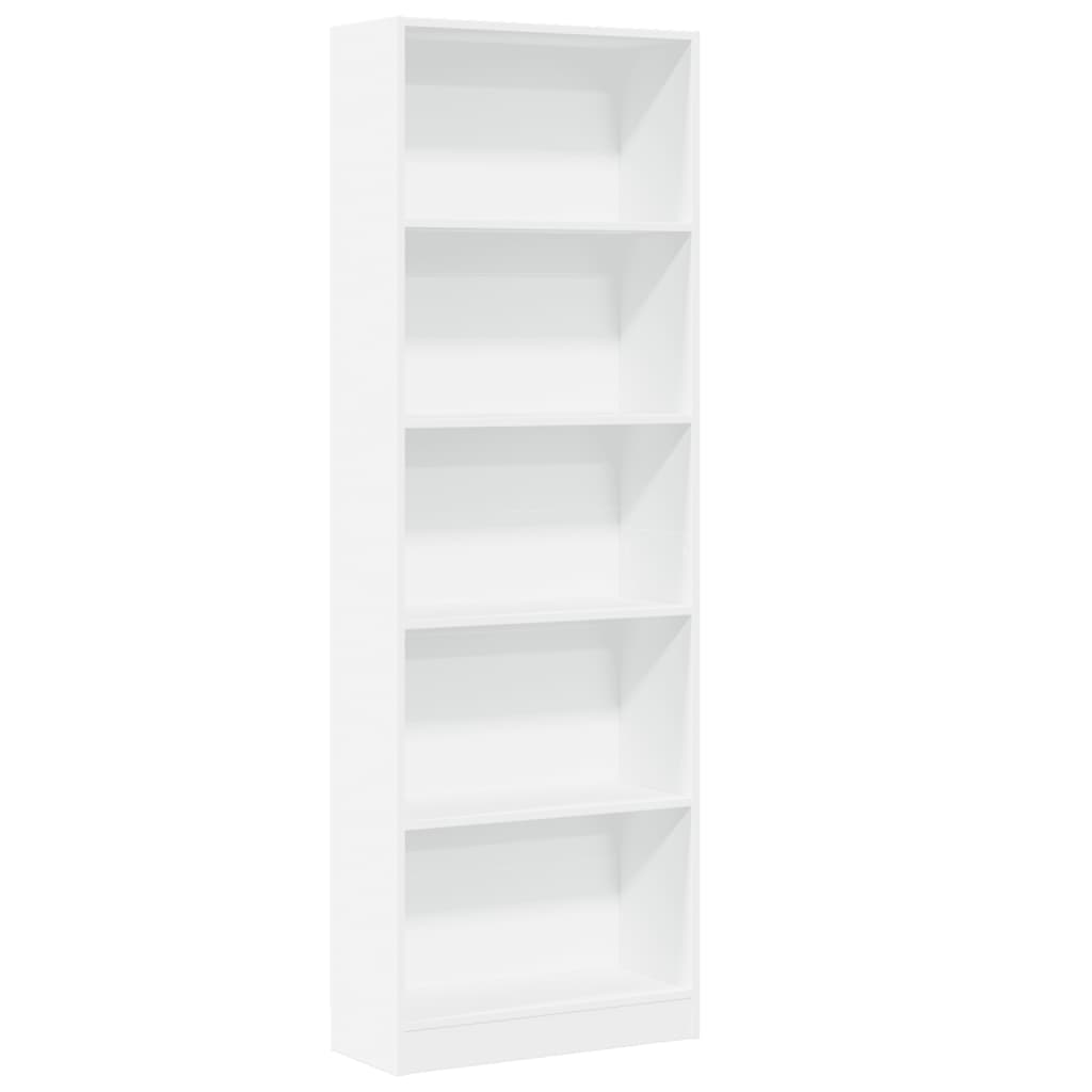 bogreol hvid 60x24x176 cm konstrueret træ