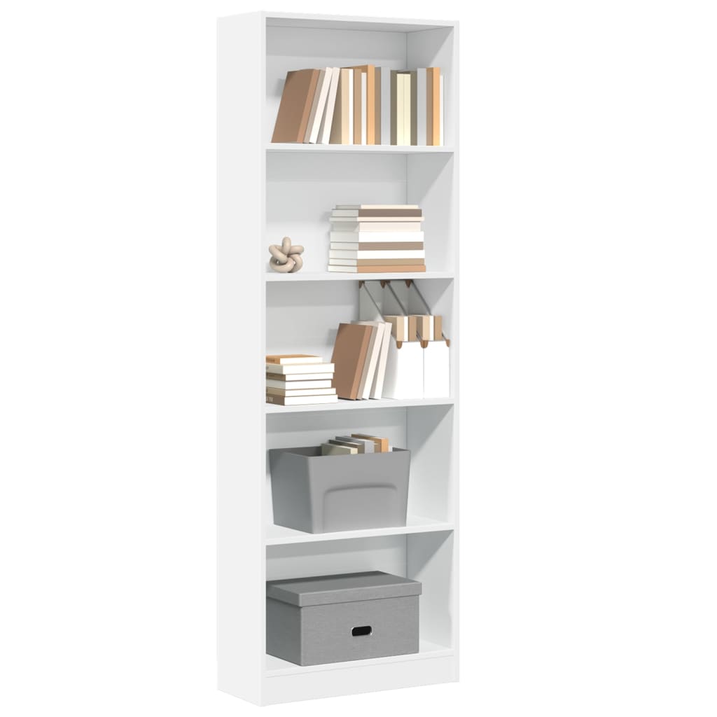 bogreol hvid 60x24x176 cm konstrueret træ