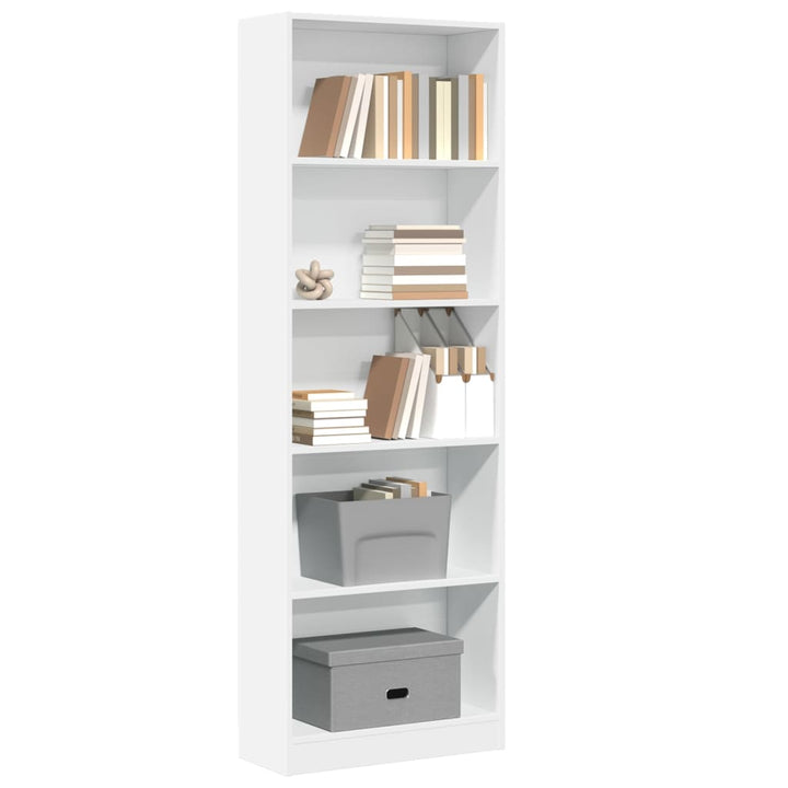 bogreol hvid 60x24x176 cm konstrueret træ