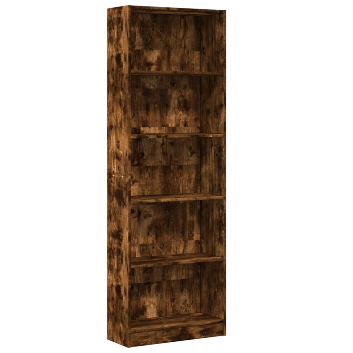 bogreol 60x24x176 cm konstrueret træ røget egetræsfarve