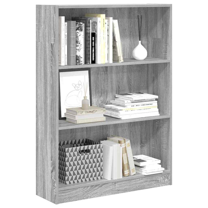 bogreol 80x24x109 cm konstrueret træ grå sonoma-eg