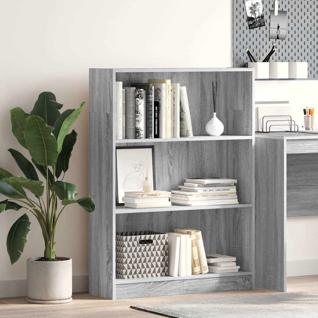 bogreol 80x24x109 cm konstrueret træ grå sonoma-eg