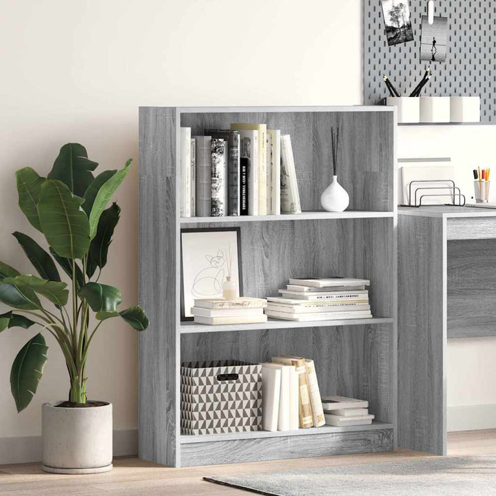 bogreol 80x24x109 cm konstrueret træ grå sonoma-eg