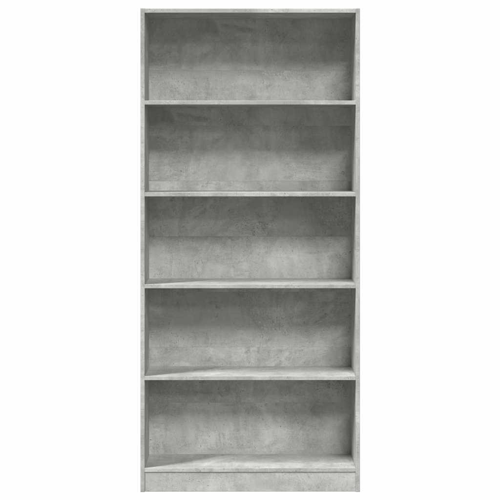 bogreol 80x24x176 cm konstrueret træ betongrå