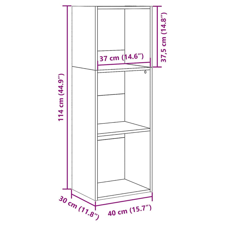 bogreol 40x30x114 cm konstrueret træ hvid