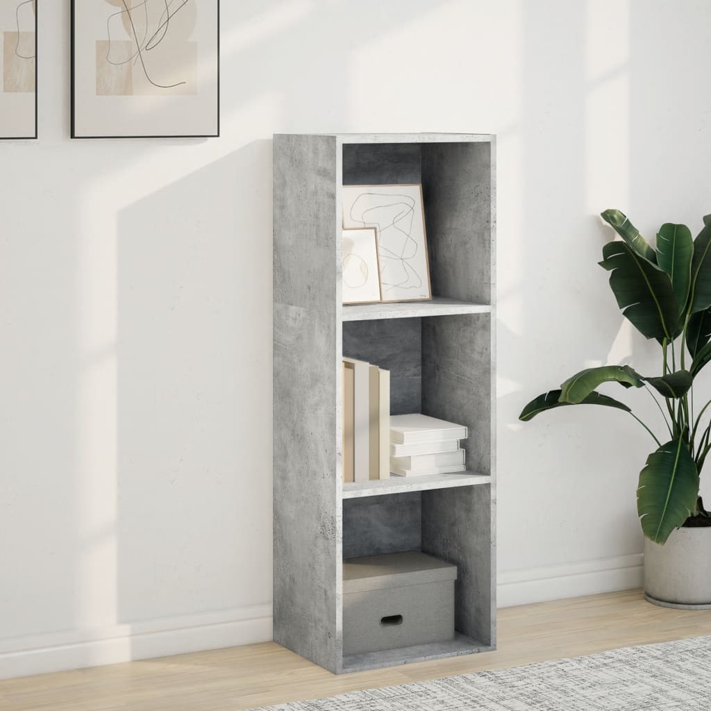 bogreol 40x30x114 cm konstrueret træ betongrå