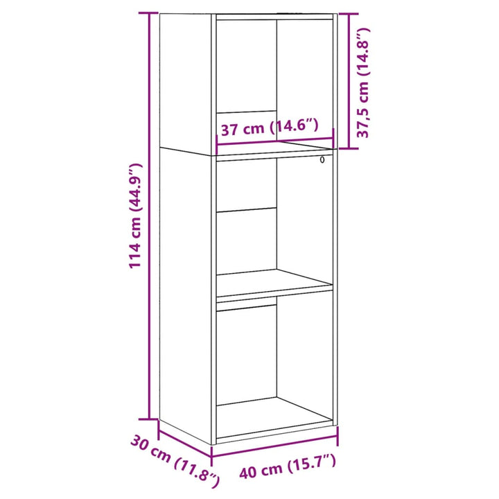 bogreol 40x30x114 cm konstrueret træ betongrå