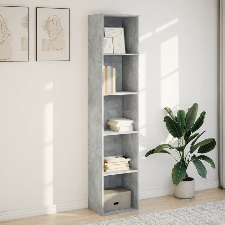 bogreol 40x30x189 cm konstrueret træ betongrå