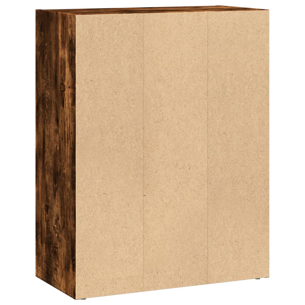 bogreol 60x30x77 cm konstrueret træ røget egetræsfarve