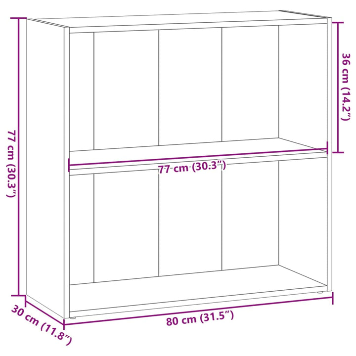 bogreol 80x30x77 cm konstrueret træ røget egetræsfarve