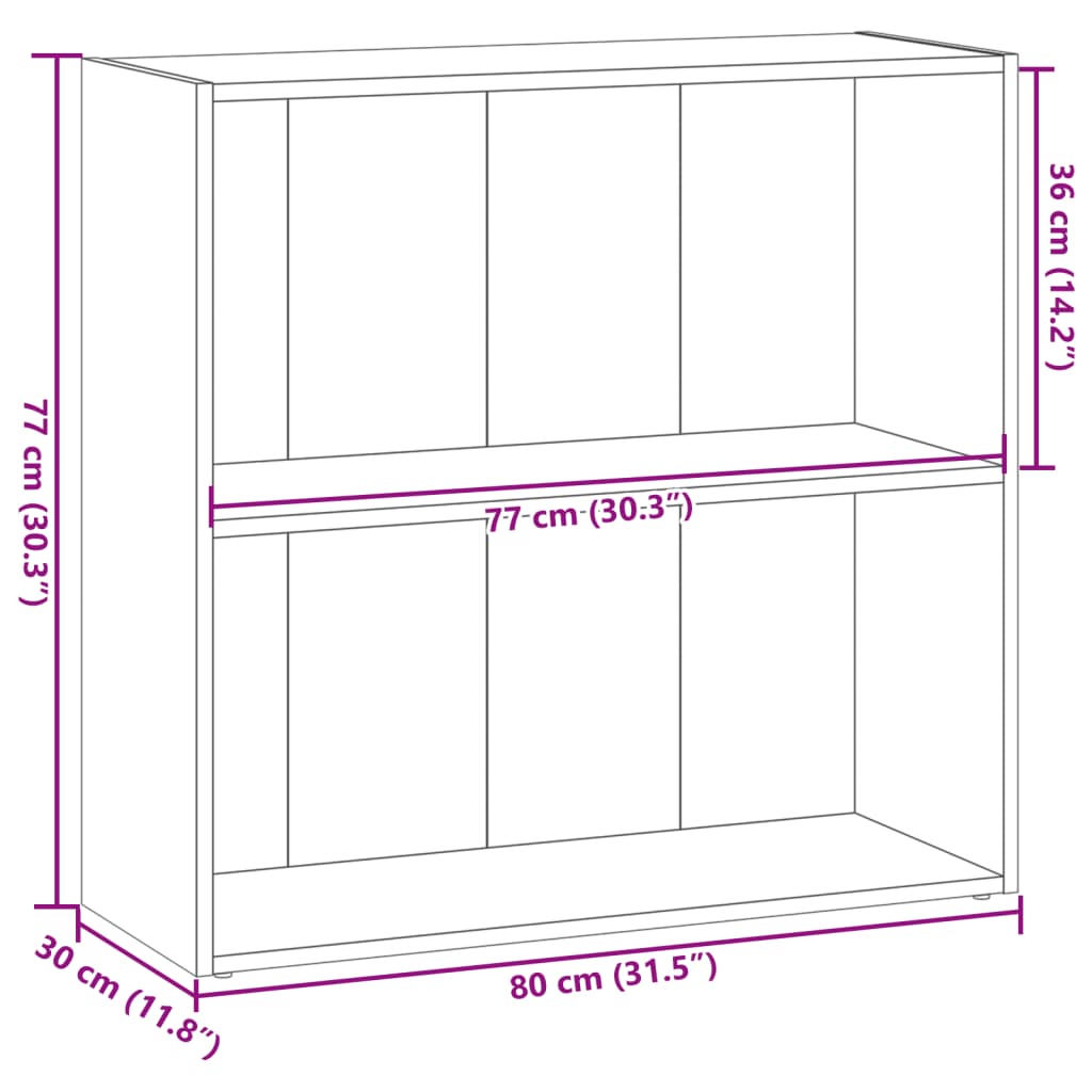 bogreol 80x30x77 cm konstrueret træ grå sonoma-eg