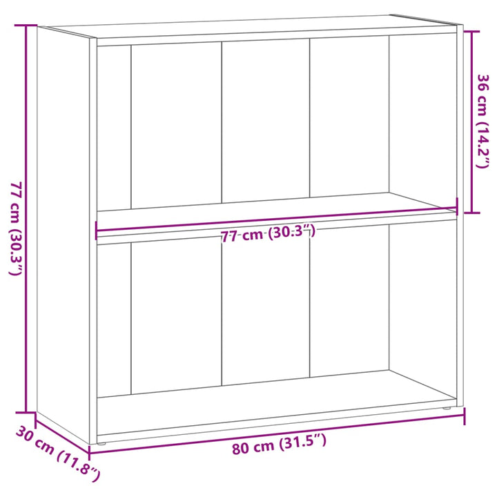 bogreol 80x30x77 cm konstrueret træ grå sonoma-eg