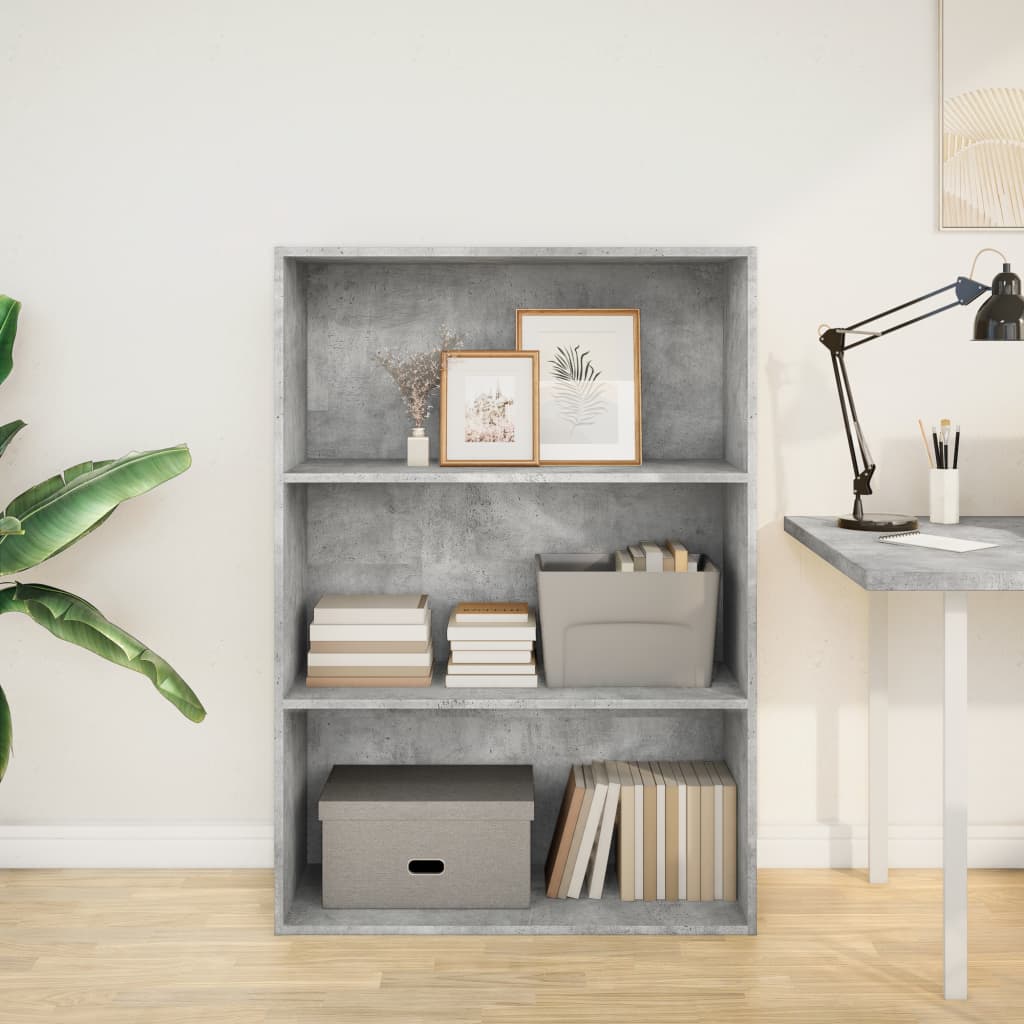 bogreol 80x30x114 cm konstrueret træ betongrå