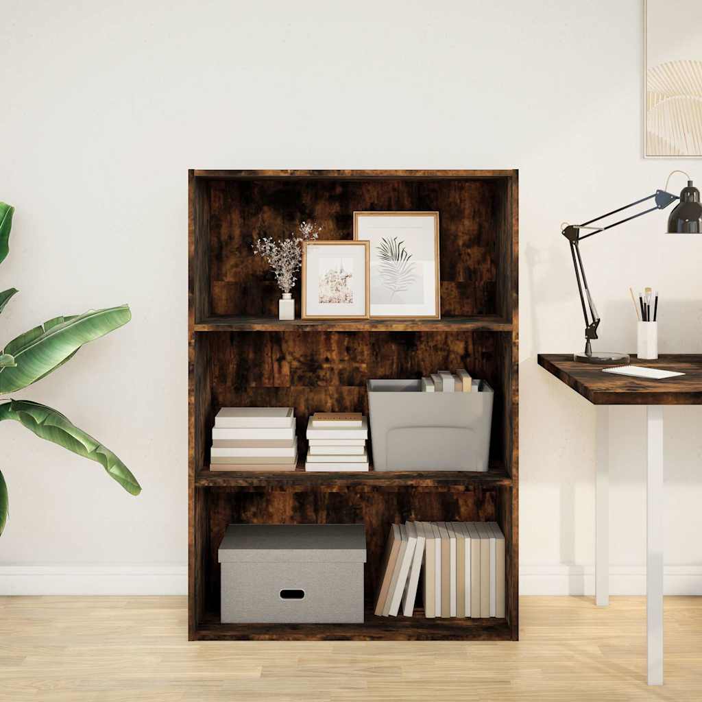 bogreol 80x30x114 cm konstrueret træ røget egetræsfarve