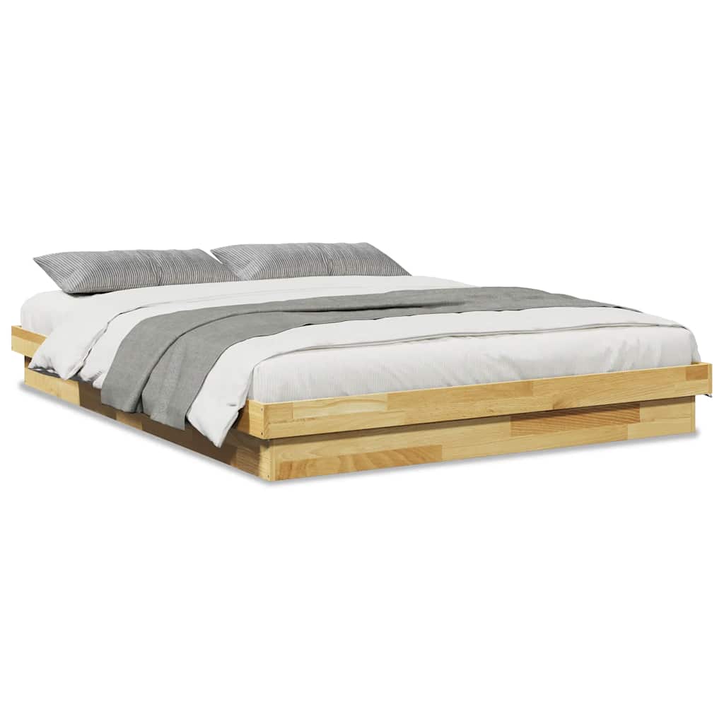 Sengeramme uden madras 150x200 cm Massivt træ Eg