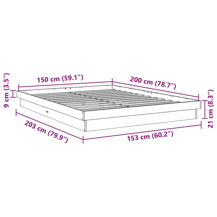 Sengeramme uden madras 150x200 cm Massivt træ Eg