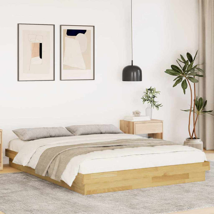 Sengeramme uden madras 150x200 cm Massivt træ Eg