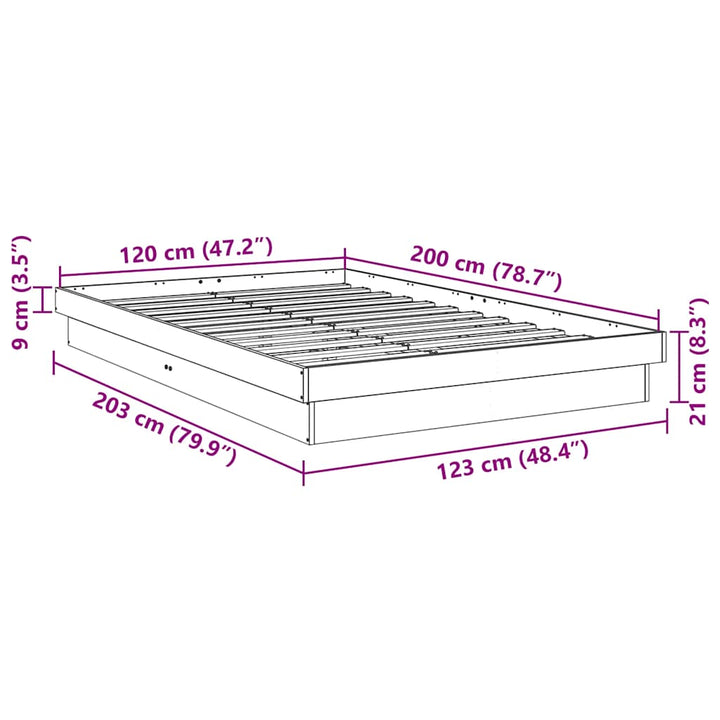 Sengeramme uden madras 120x200 cm Massivt træ Eg