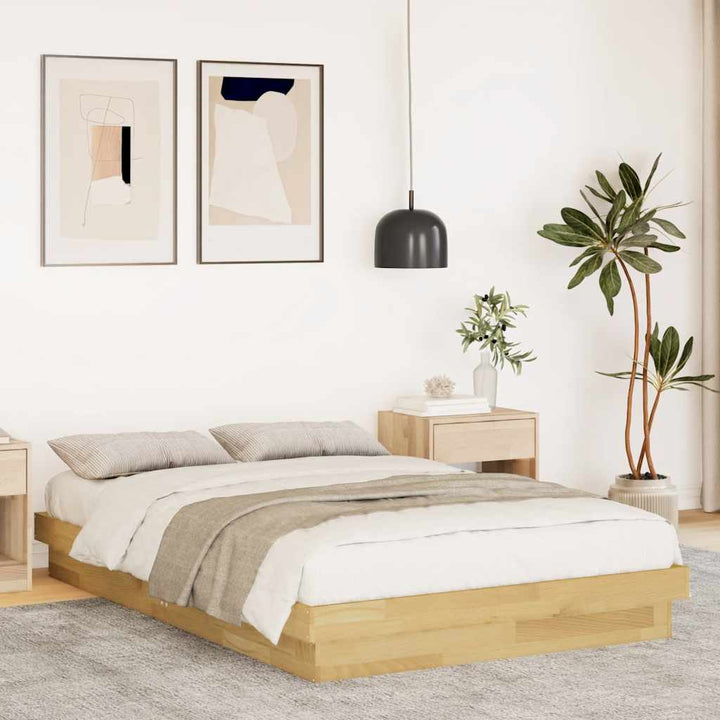 Sengeramme uden madras 120x200 cm Massivt træ Eg