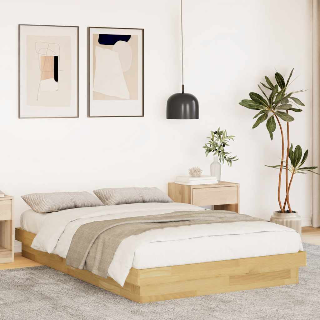 Sengeramme uden madras 120x200 cm Massivt træ Eg