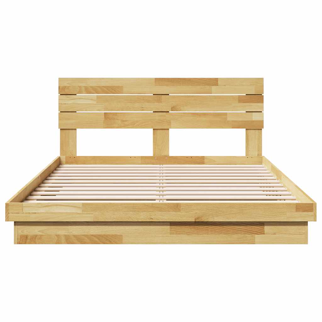 Sengeramme med hovedgærde uden madras 150x200 cm Massivt træ Eg