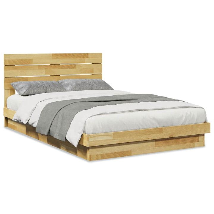 Sengeramme med hovedgærde uden madras 120x200 cm Massivt træ Eg