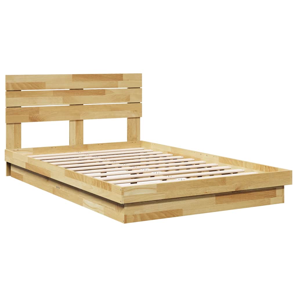 Sengeramme med hovedgærde uden madras 120x200 cm Massivt træ Eg