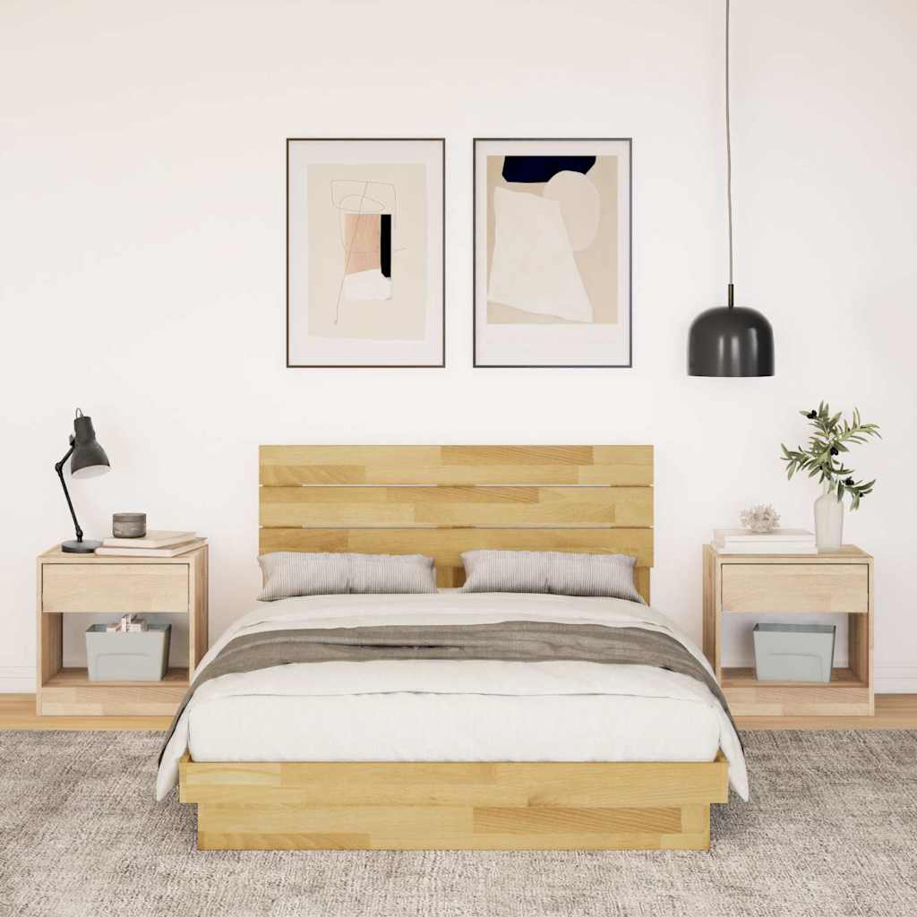 Sengeramme med hovedgærde uden madras 120x200 cm Massivt træ Eg
