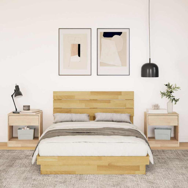 Sengeramme med hovedgærde uden madras 120x200 cm Massivt træ Eg