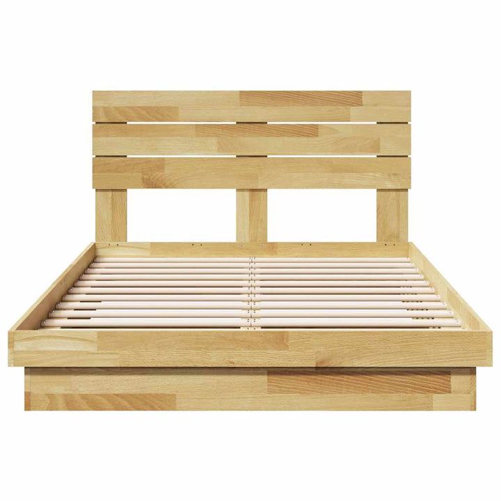 Sengeramme med hovedgærde uden madras 120x200 cm Massivt træ Eg