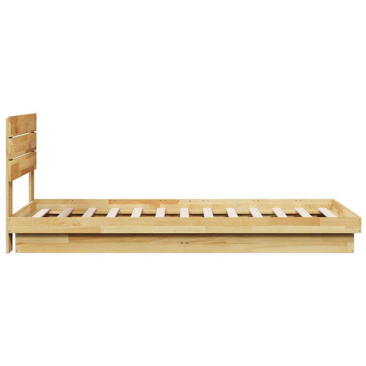 Sengeramme med hovedgærde uden madras 75x190 cm Massivt træ Eg