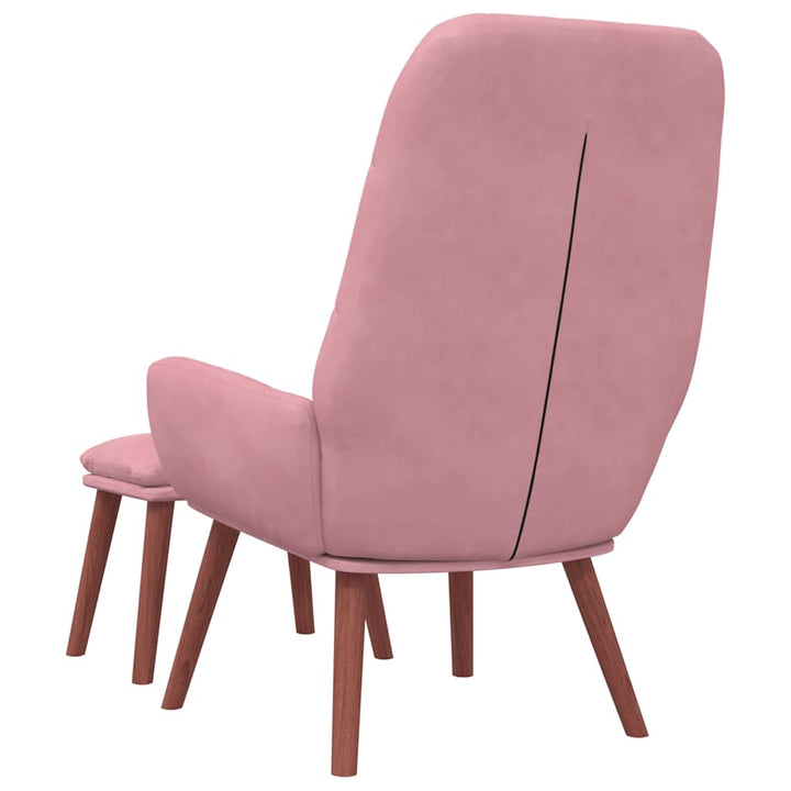 lænestol med fodskammel fløjl lyserød