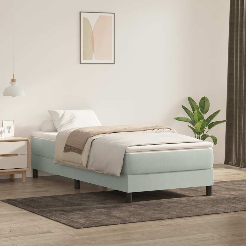 kontinentalseng uden madras 90x210 cm fløjl lysegrå
