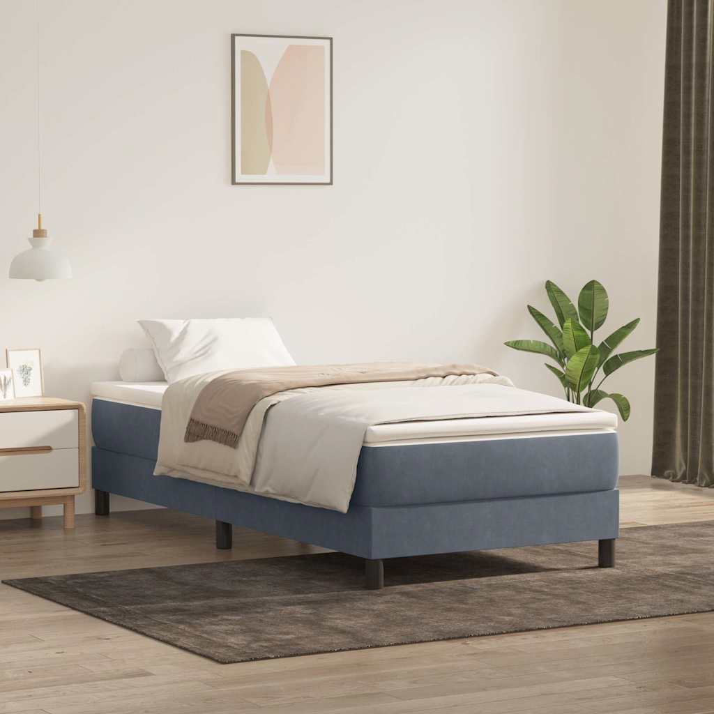 kontinentalseng uden madras 90x210 cm fløjl mørkegrå