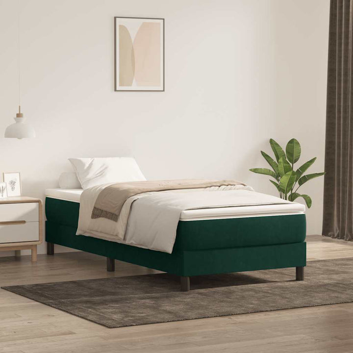 kontinentalseng uden madras 90x210 cm fløjl mørkegrøn