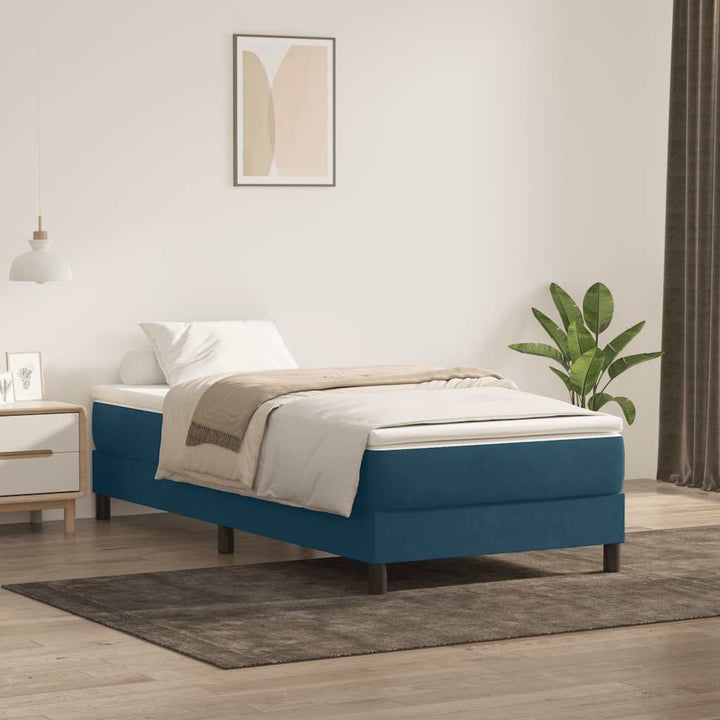kontinentalseng uden madras 90x210 cm fløjl mørkeblå