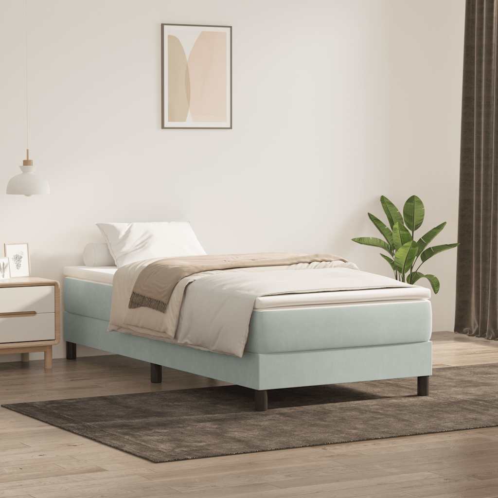 kontinentalseng uden madras 100x210 cm fløjl lysegrå