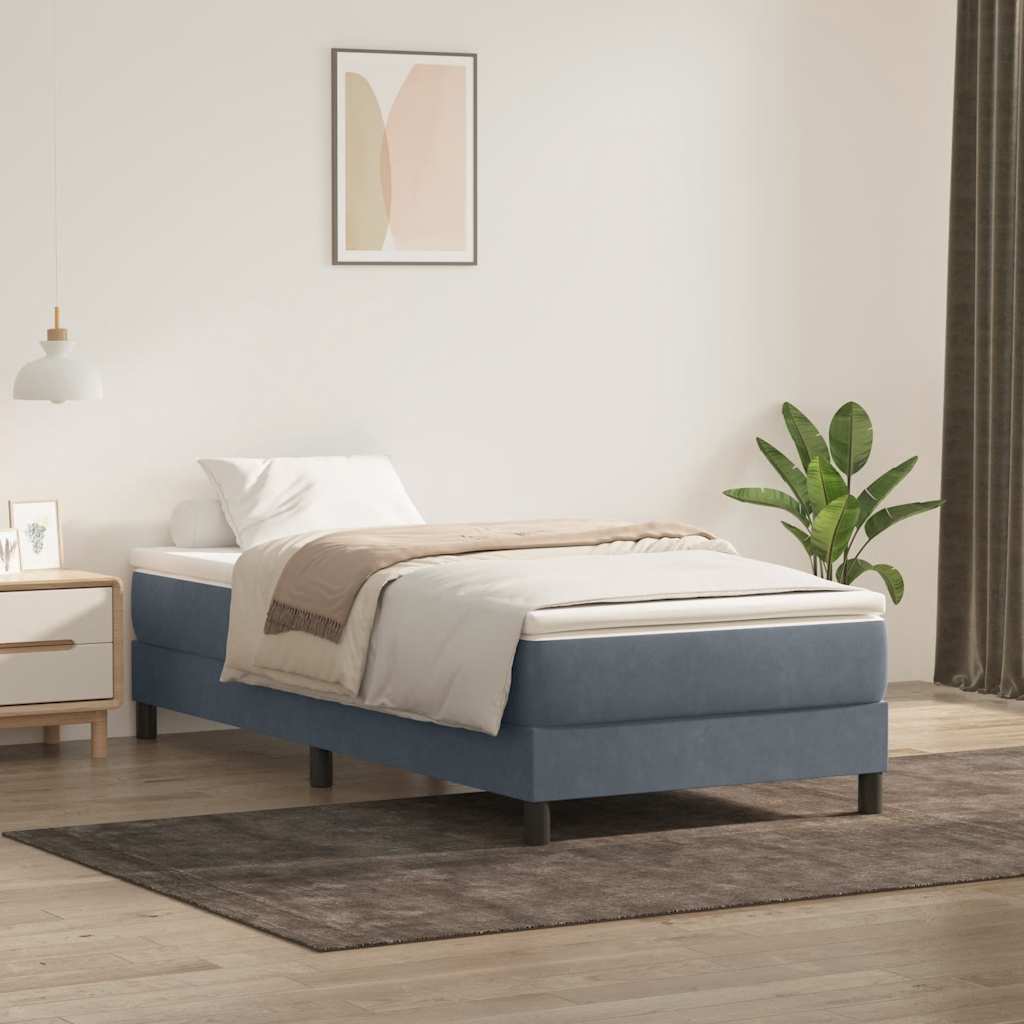 kontinentalseng uden madras 100x210 cm fløjl mørkegrå