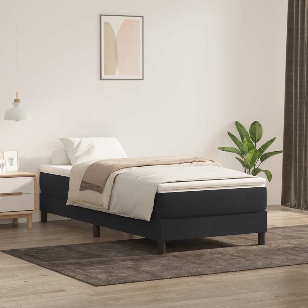 kontinentalseng uden madras 100x210 cm fløjl sort