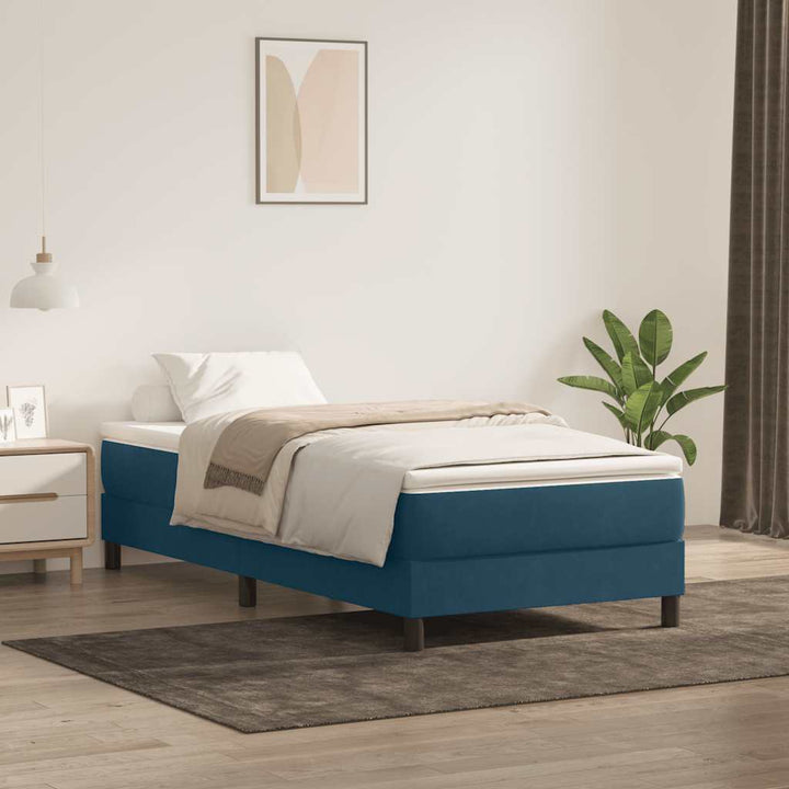 kontinentalseng uden madras 100x210 cm fløjl mørkeblå