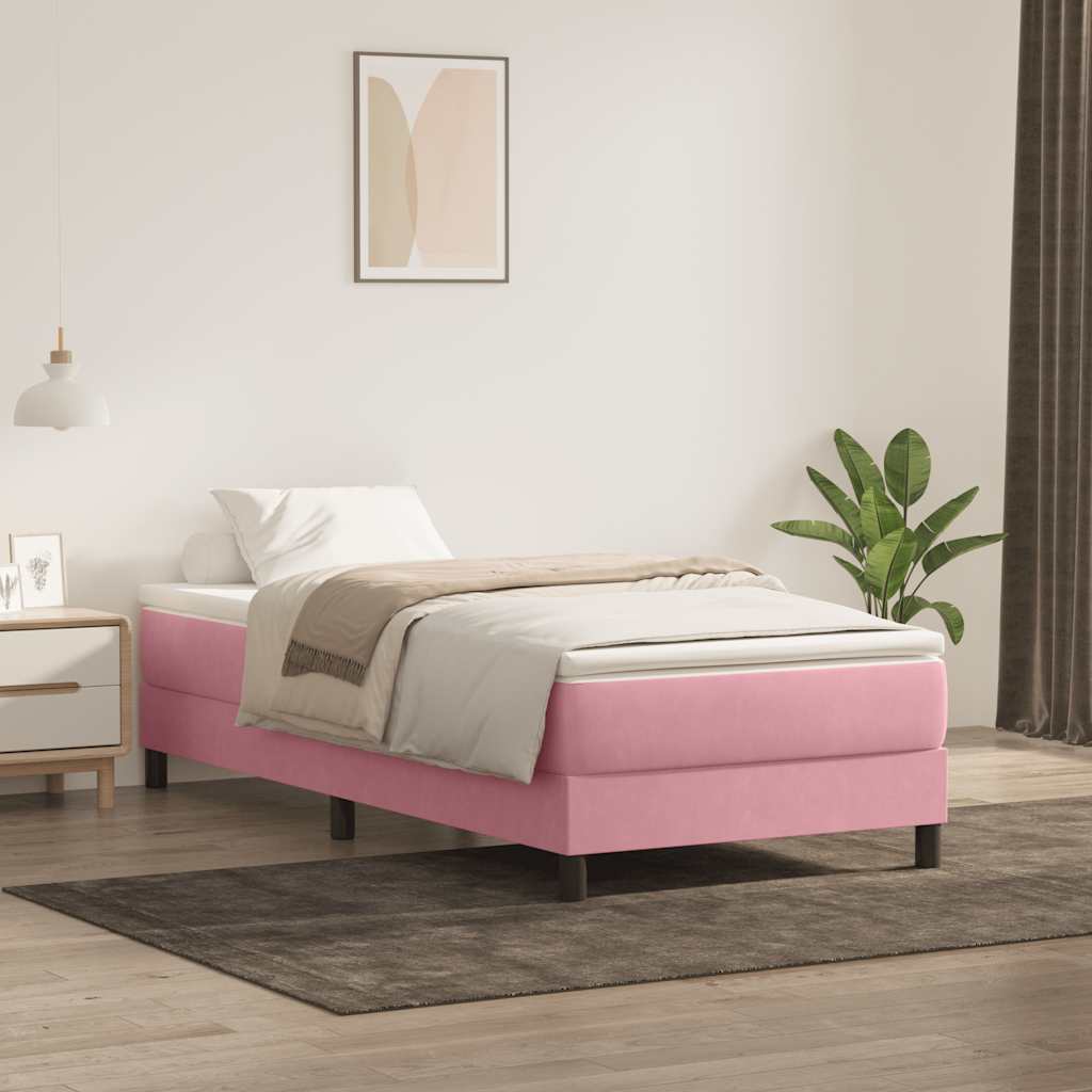 kontinentalseng uden madras 100x210 cm fløjl lyserød