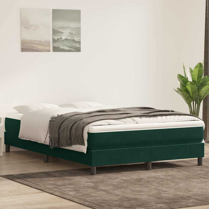 kontinentalseng uden madras 140x210 cm fløjl mørkegrøn