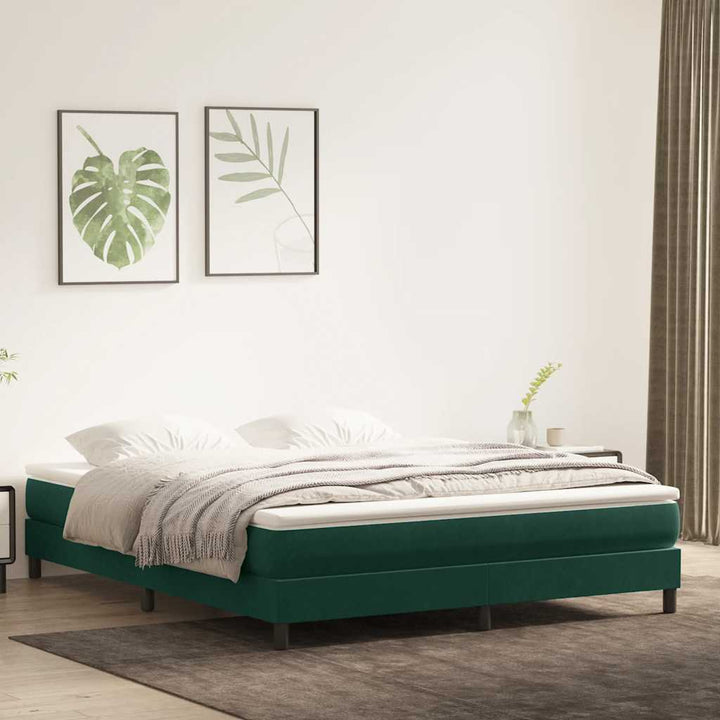 kontinentalseng uden madras 180x210 cm fløjl mørkegrøn