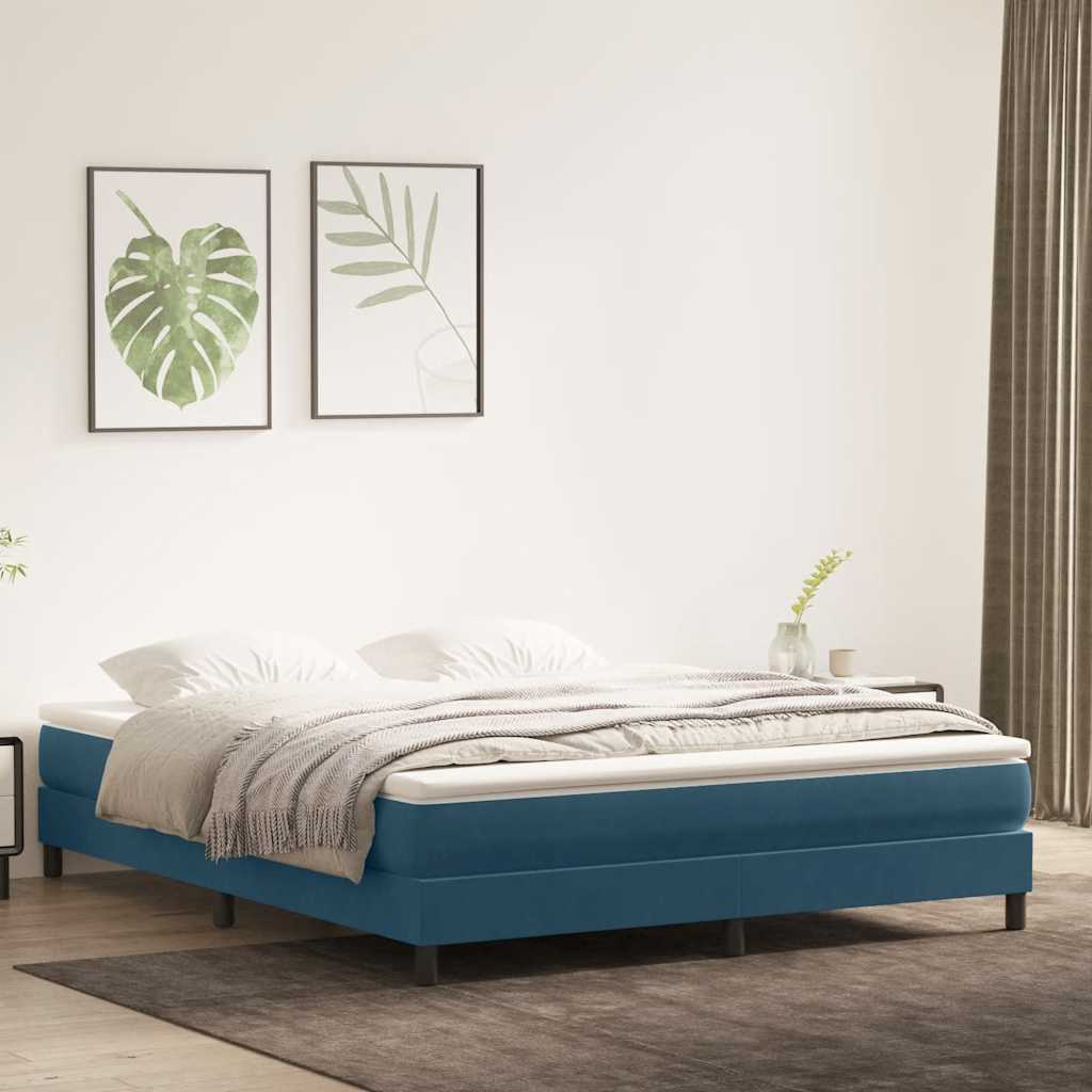 kontinentalseng uden madras 180x210 cm fløjl mørkeblå