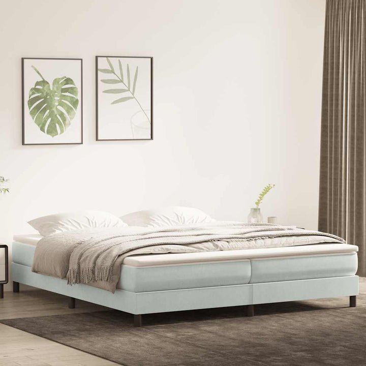 kontinentalseng uden madras 200x210 cm fløjl lysegrå