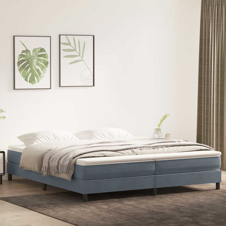 kontinentalseng uden madras 200x210 cm fløjl mørkegrå